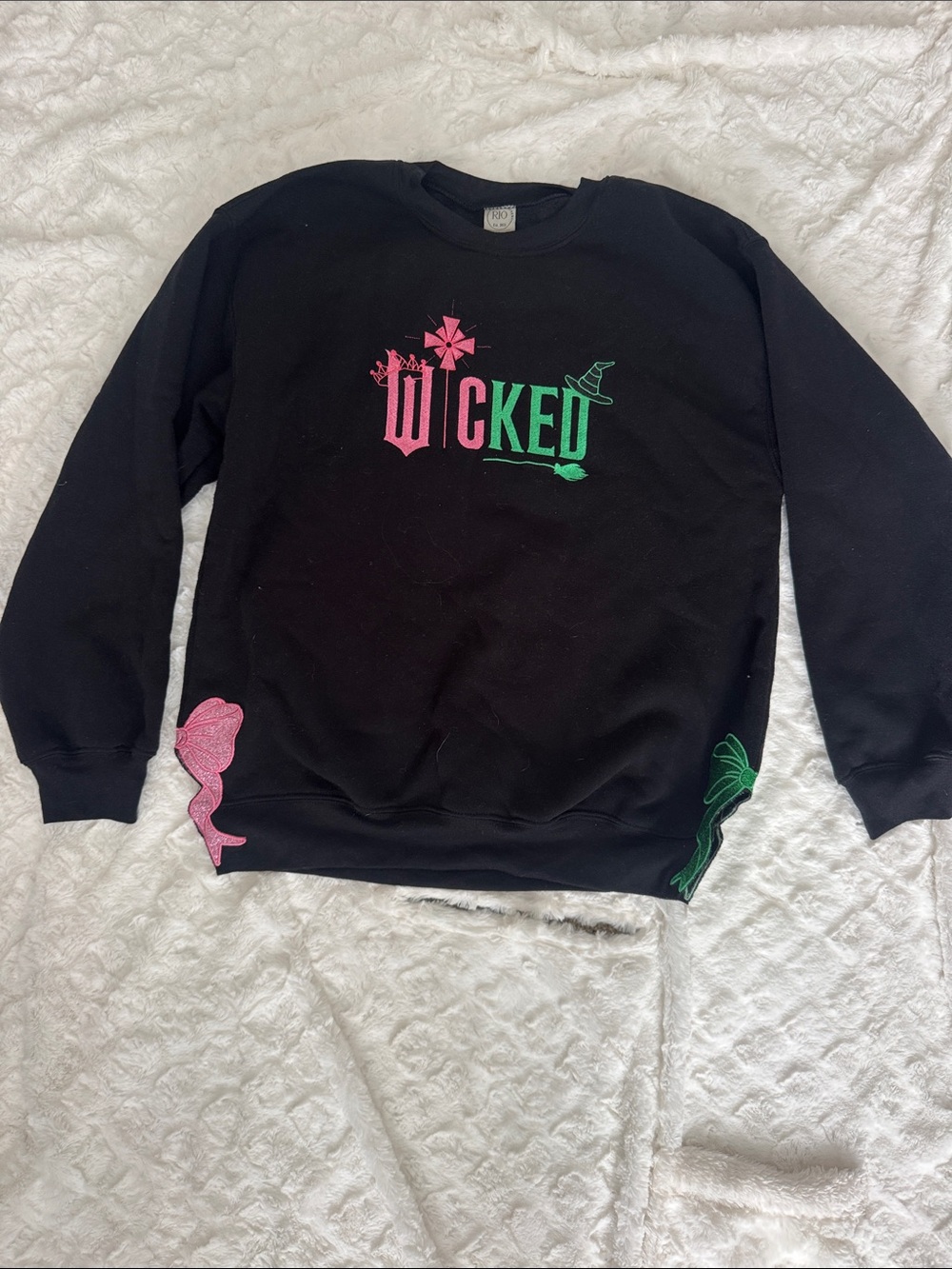 Wicked Embroidered Crewneck Sweatshirt in Black with Pink &  Accents